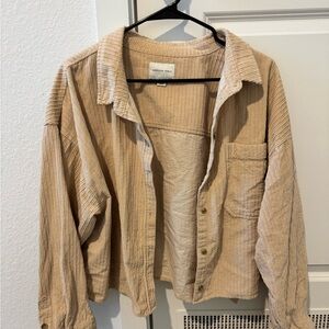 American Eagle Outfitters Beige Corduroy Utility Jacket